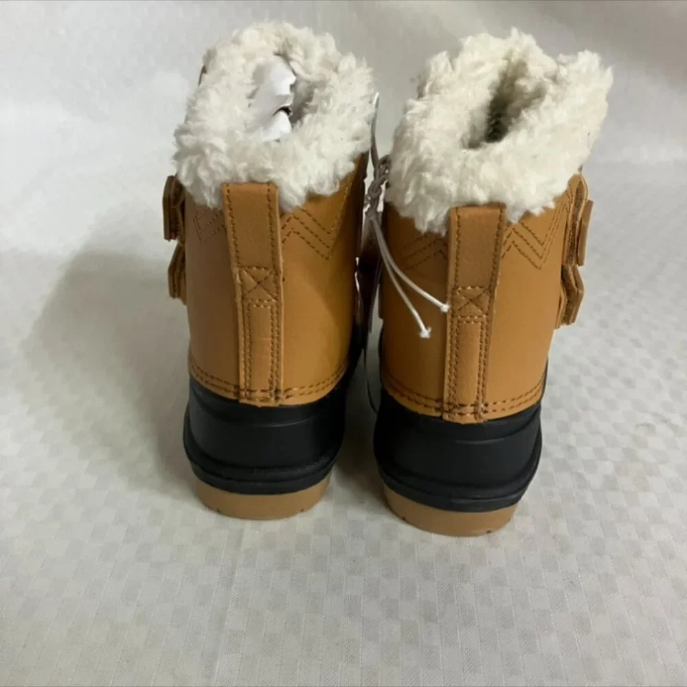 NWT Cat & Jack Toddler Kids Size 6 Brown Faux Fur Lined Waterproof Winter Boots